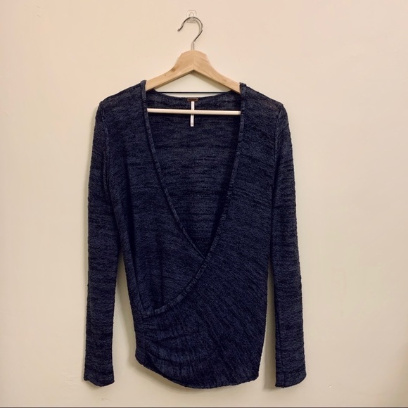 Free People Surplice Wrap Front Long Sleeve Top - Picture 2 of 7